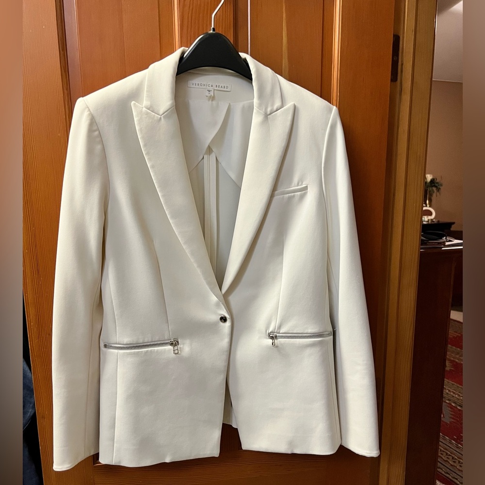 Veronica Beard, White Scuba Jacket, Size 12